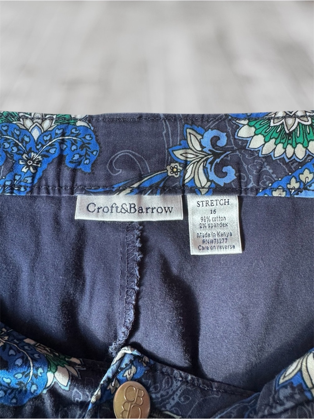 Croft & Barrow Classic Fit Paisley Stretch Skort Size 16 Navy Pockets - Picture 4 of 5